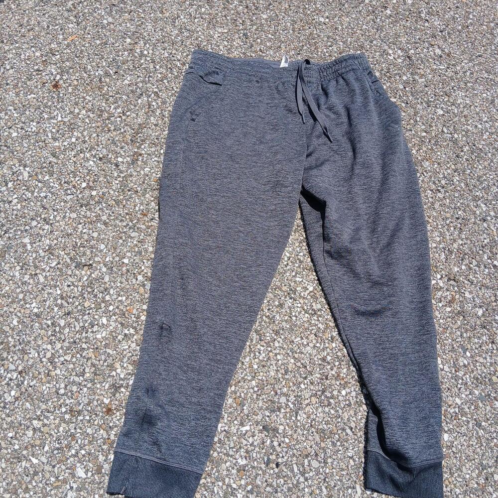 Adidas Sweatpants Mens Large Gray Fleece Joggers Elastic Waist Pockets Logo